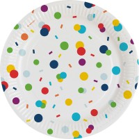 8 Bunte Konfetti Fiesta Pappteller 18cm