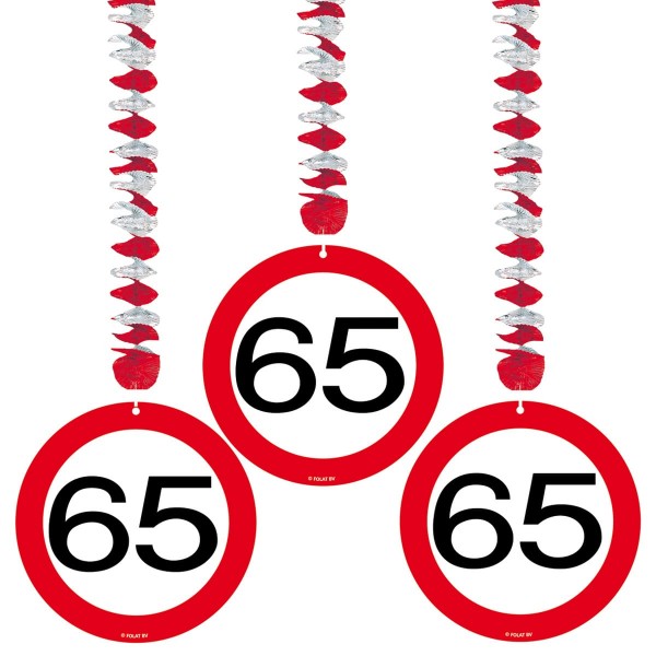 3 Verkehrsschild 65 Spiralhänger 75cm