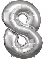 Silberner Zahl 8 Folienballon 86cm
