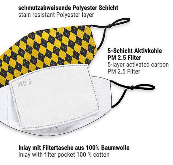 Mund Nasen Maske Zauberschule gelb für Erwachsene 4