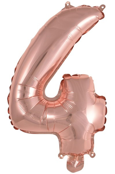 Mini folieballong nummer 4 roséguld 40cm
