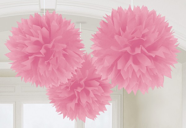 3 Fluffy Pompons Rosa 40,6cm