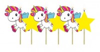 6 Einhorn Poppy Tortenkerzen