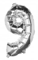 Silberner Zahl 9 Folienballon 40cm