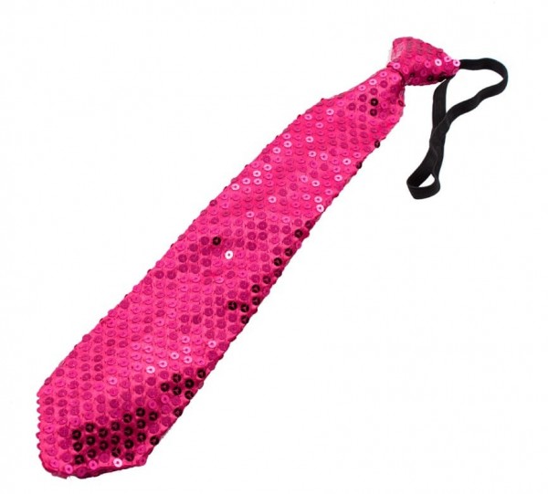 LED Pailletten Krawatte magenta