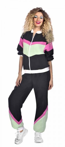 80er Jahre Retro Trainingsanzug schwarz unisex 5