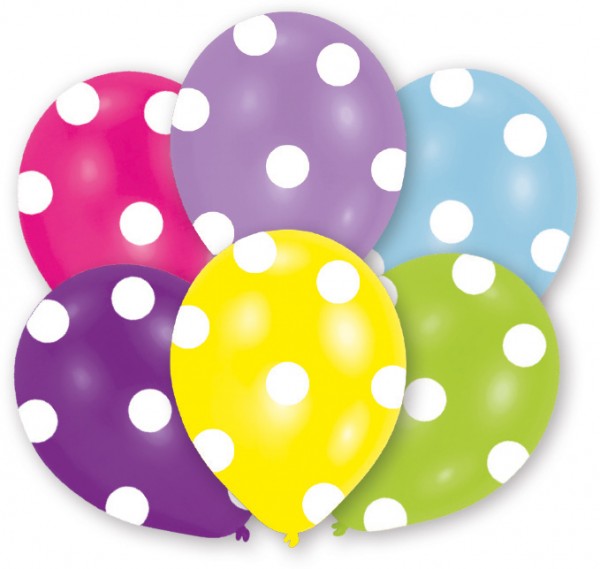 6 Luftballons bunt mit Punkten 27,5 cm