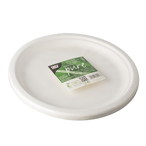 12 Runde Zuckerrohr Teller Tosca 26cm
