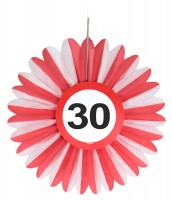 3 Verkehrsschild 30 Papierrosetten 25cm