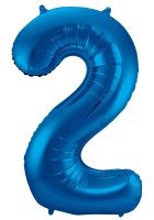 XXL Zahlenballon 2 blau 86cm