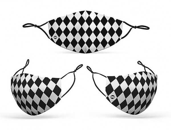 Mund Nasen Maske Harlekin weiß-schwarz 2