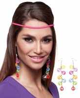 Bunte Hippie-Ohrringe Mit Peacezeichen