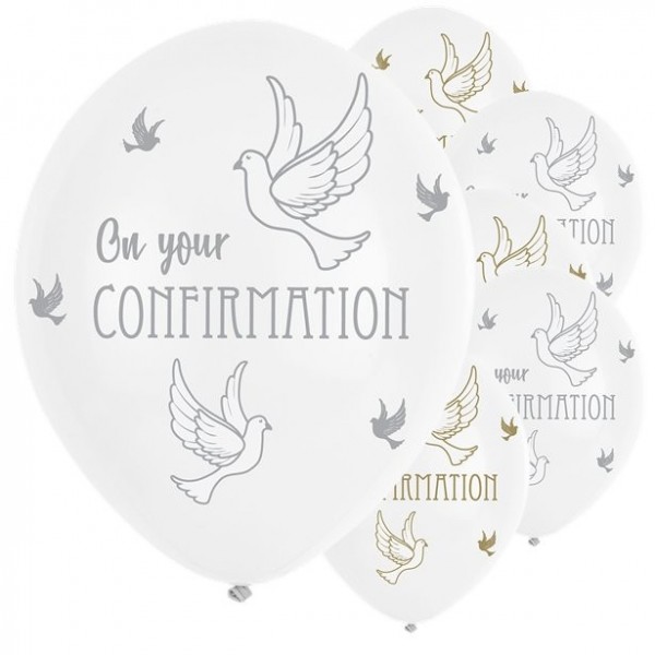 6 Konfirmations Tauben Latexballons 28cm