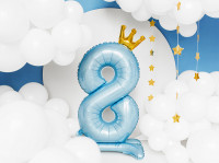 Babyblue Zahl 8 stehender Folienballon