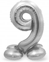 Zahl 9 Ballon silber 72cm