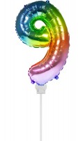 Regenbogen Zahl 9 Stabballon 36cm