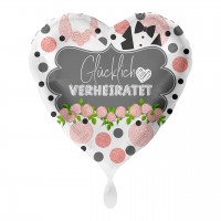 Glücklich verheiratet Herz Folienballon 43cm