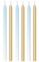 6 Royal First Birthday Tortenkerzen blau 12cm