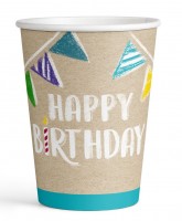 8 Birthday Wishes Pappbecher 250ml