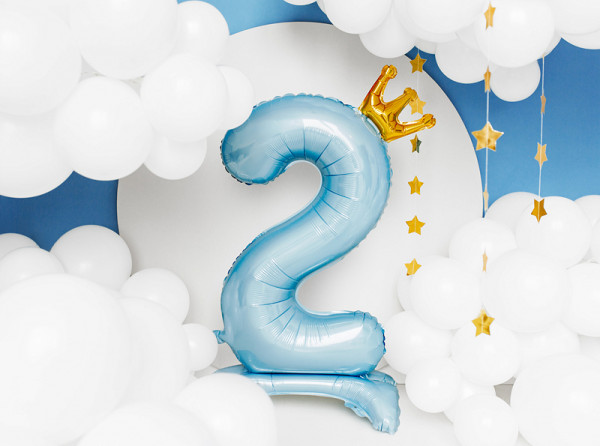 Babyblue Zahl 2 stehender Folienballon 3