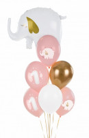 6 Rosa Happy First Year Luftballons 30cm