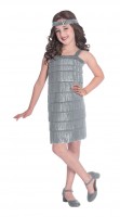 20er Jahre Flapper Kleid silber für Mädchen