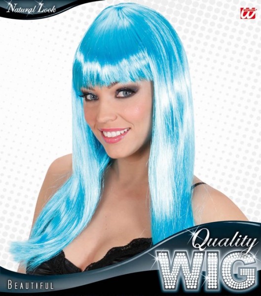 Blaue Langhaarperücke Mit Pony