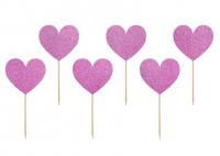 6 Glitzernde Love is sweet Herz Party Picker 11cm