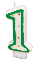 Zahl 1 Tortenkerze Weiß Mit Bunten Punkten 7,5cm