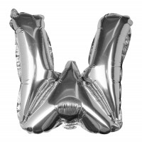 Vorschau: Silberner W Buchstaben Folienballon 40cm