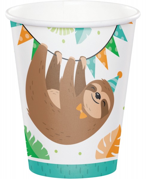 8 Party Faultier Pappbecher 256ml