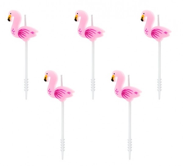 5 Flamingo Tortenkerzen South Beach 3cm
