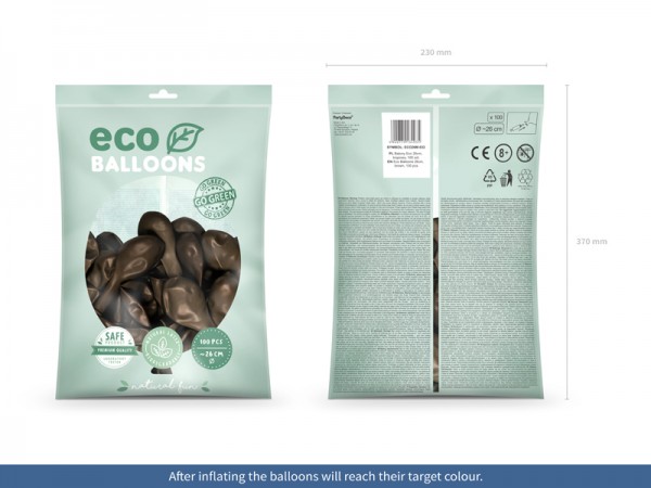 100 Eco metallic Ballons braun 26cm 2