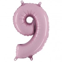 Folieballong nummer 9 pastellrosa 102cm