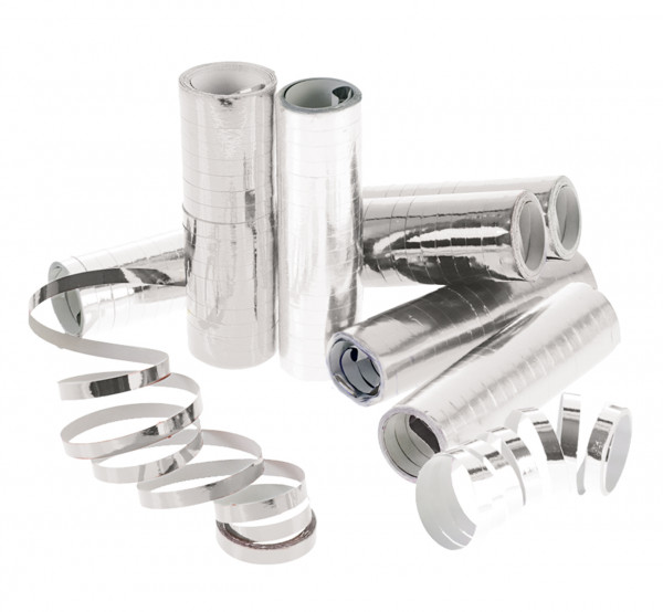 1 Rolle Silberne Metallic Party Luftschlange