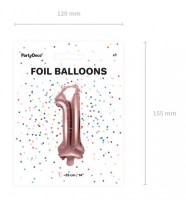 Vorschau: Metallic Zahlenballon 1 roségold 35cm