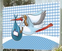 Fensterfahne Klapperstorch Babyblau