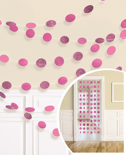 6 Deko-Hänger Sparkling Circles Pink 2