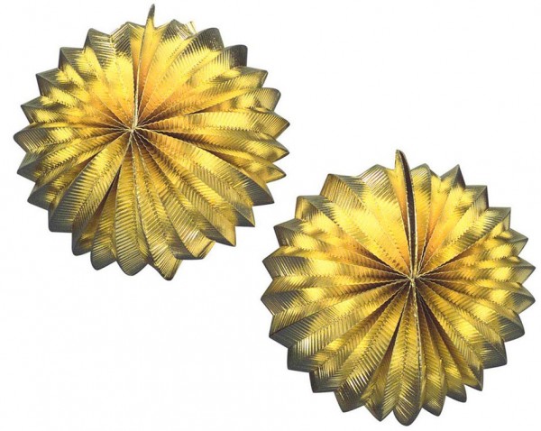 2 Goldene metallic Lampions 25cm