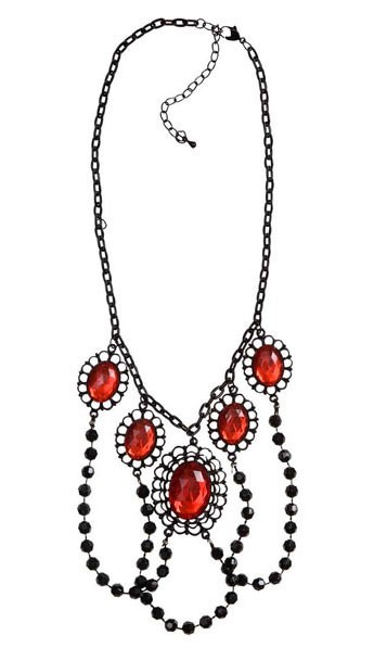 Collier Mit 5 Roten Schmucksteinen Im Gothic Style