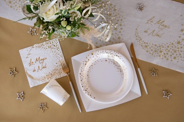20 Weiße La magie de Noël Sternchen Servietten 33cm 2