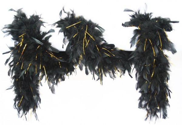 Schwarz Goldene Federboa 180cm