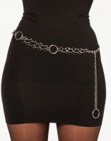 Steinchen Ketten Gürtel Silber Schwarz