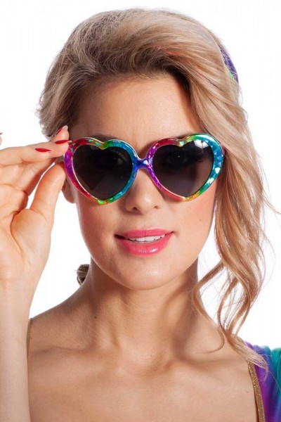 Herzchen Brille Rainbow Kiss