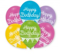 Happy Birthday Luftballon Mit Girlande 27,5cm 6er-Set