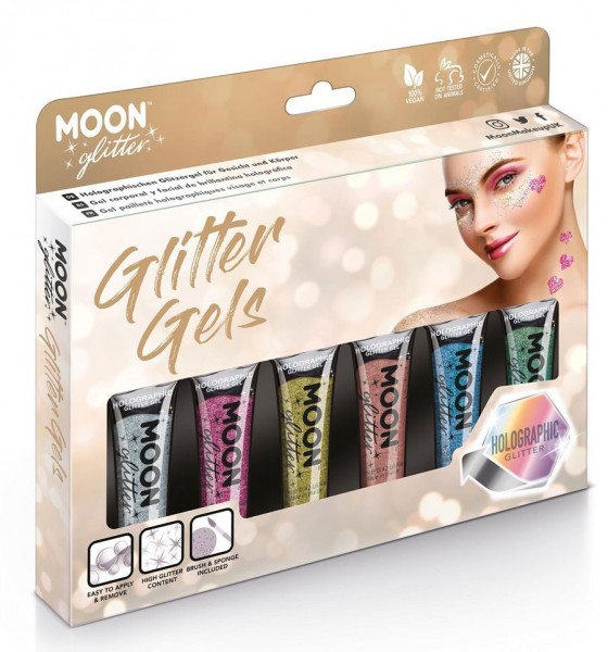 Funkelzeit Glitzer Gel Schminke 6-teilig