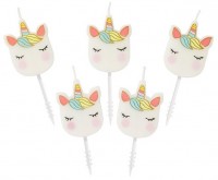 5 Blushing Unicorn Tortenkerzen 7cm