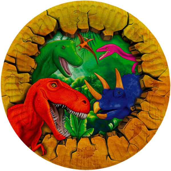 8 Pappteller Dino Abenteuer 23cm
