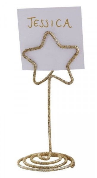 6 Goldene Weihnacht Stern Tischkartenhalter 9cm