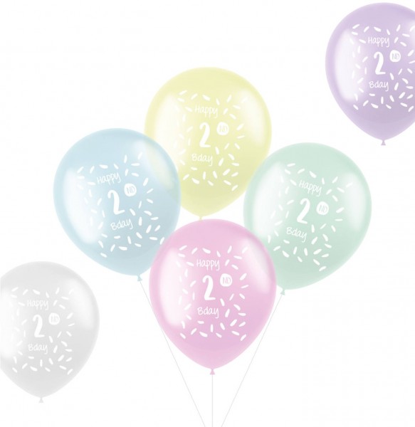 6 Happy 2nd B-Day Latexballons 33cm